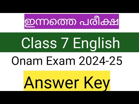 Class 7 English Onam Exam 2024-25 Answer key #class7 - YouTube
