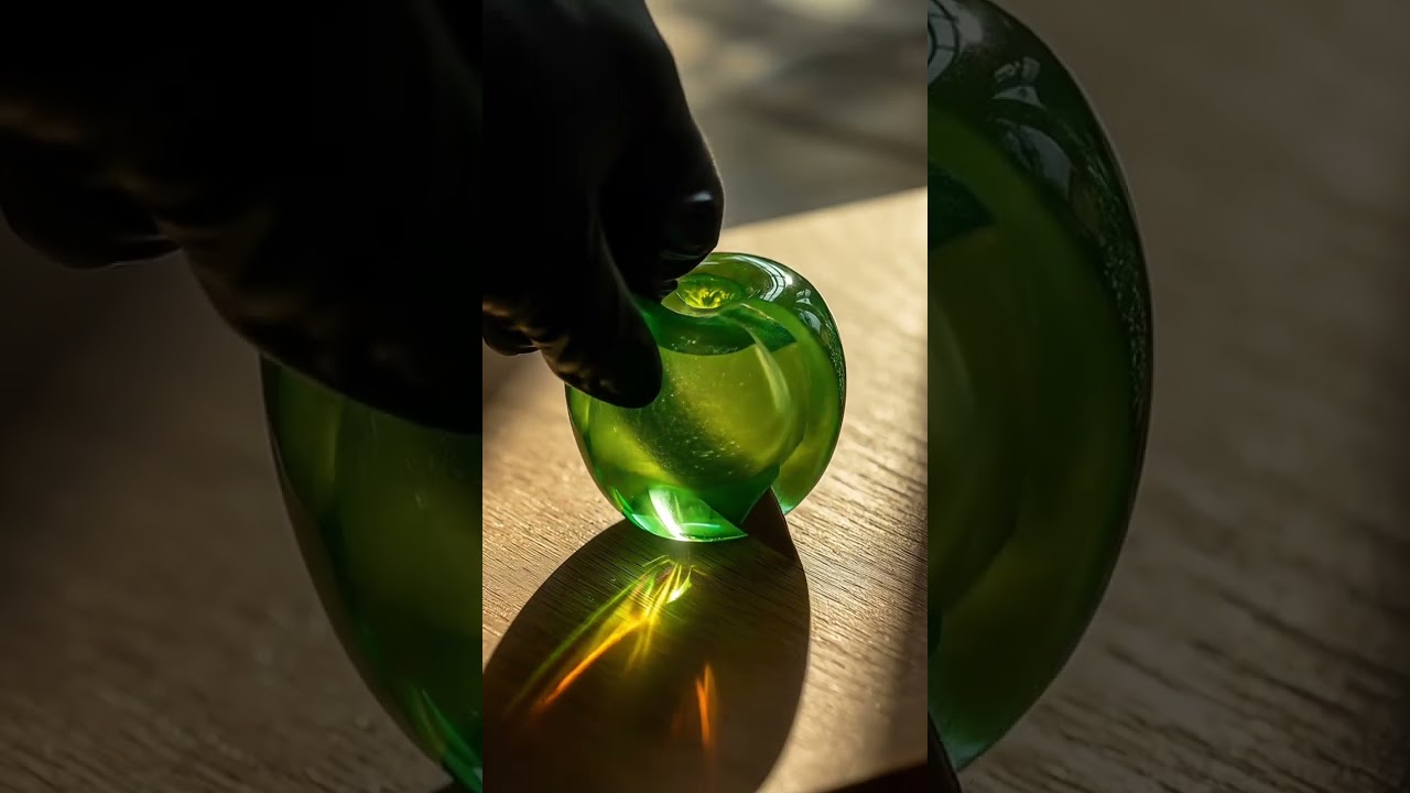 Cutting a Glass Apricot in Stunning Macro ✨🔪🍏