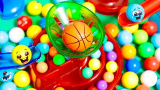 Marble Run Hole-in-one basketball dunk shot! ! ! Race ASMR #marblerun #rollercoaster #stisfying