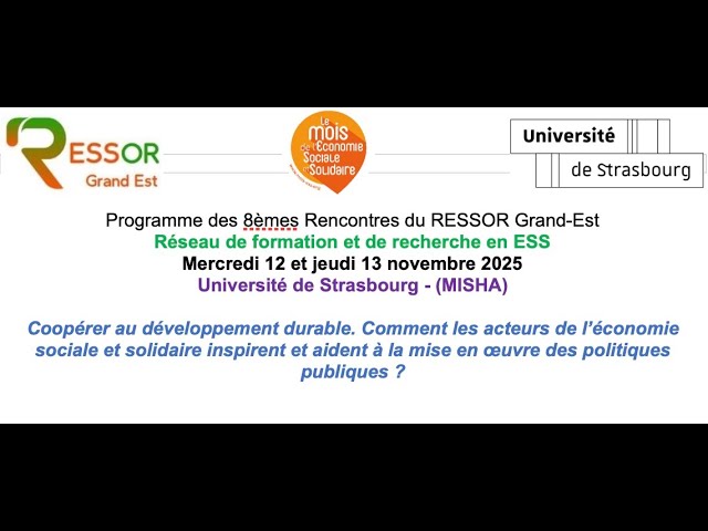 8èmes Rencontres du RESSOR Grand-Est  --- 12/11/25 --- 13h20-15h10