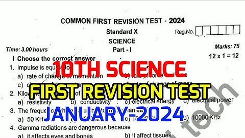 10TH STD SCIENCE FIRST REVISION TEST JANUARY-2024 OFFICIAL ORIGINAL QUESTION PAPER II 10TH SCIENCE 🔴
