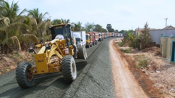 Amazing SDLG Grader Spreading Gravel Building New FOUNDATION Roads |  SUB BASE Laying Process