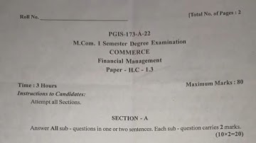 Financial Management Mcom 1st Sem 2022 Gulbarga University Question Paper Profit wealth maximization
