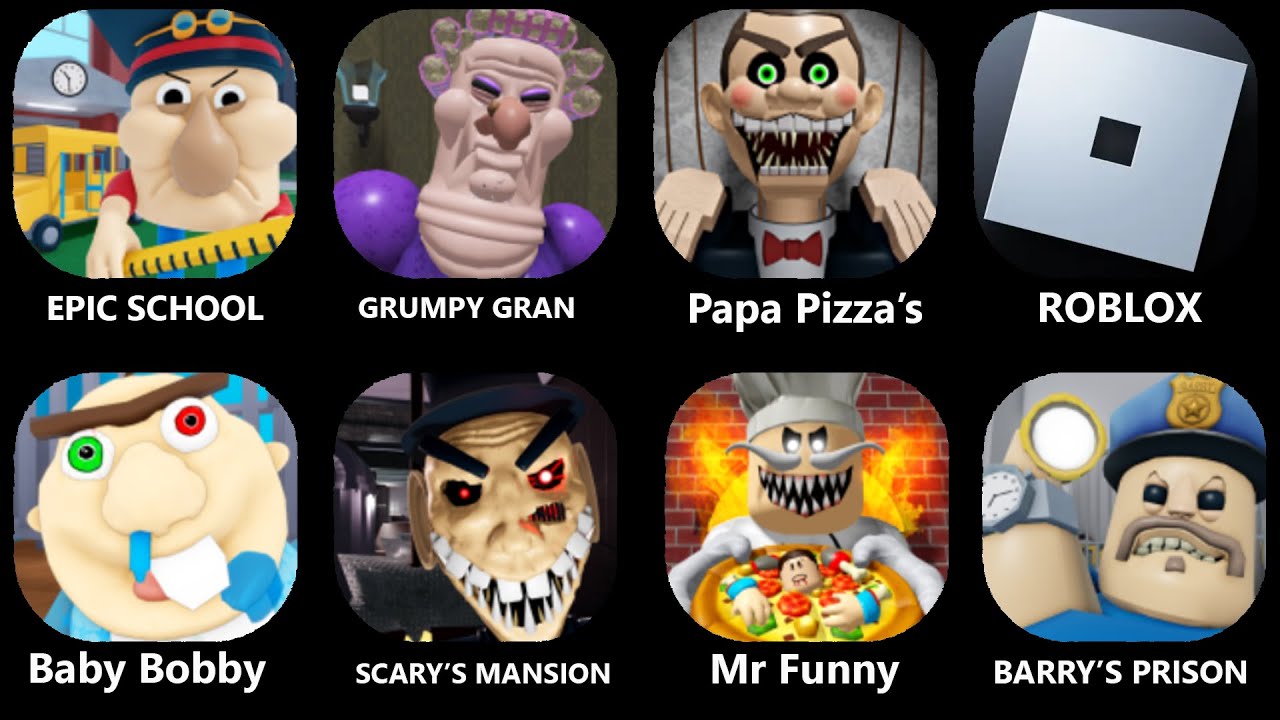 ROBLOX:GREAT SCHOOL BREAKOUT BARRY'S PRISON RUN ESCAPE TIM'S FARM OBBY EPIC CHOPPER'S CARNIVAL...