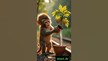 A big MONKEY  plants a Apple tree on a train track and gives it lots of water 😭 #ai #monkey