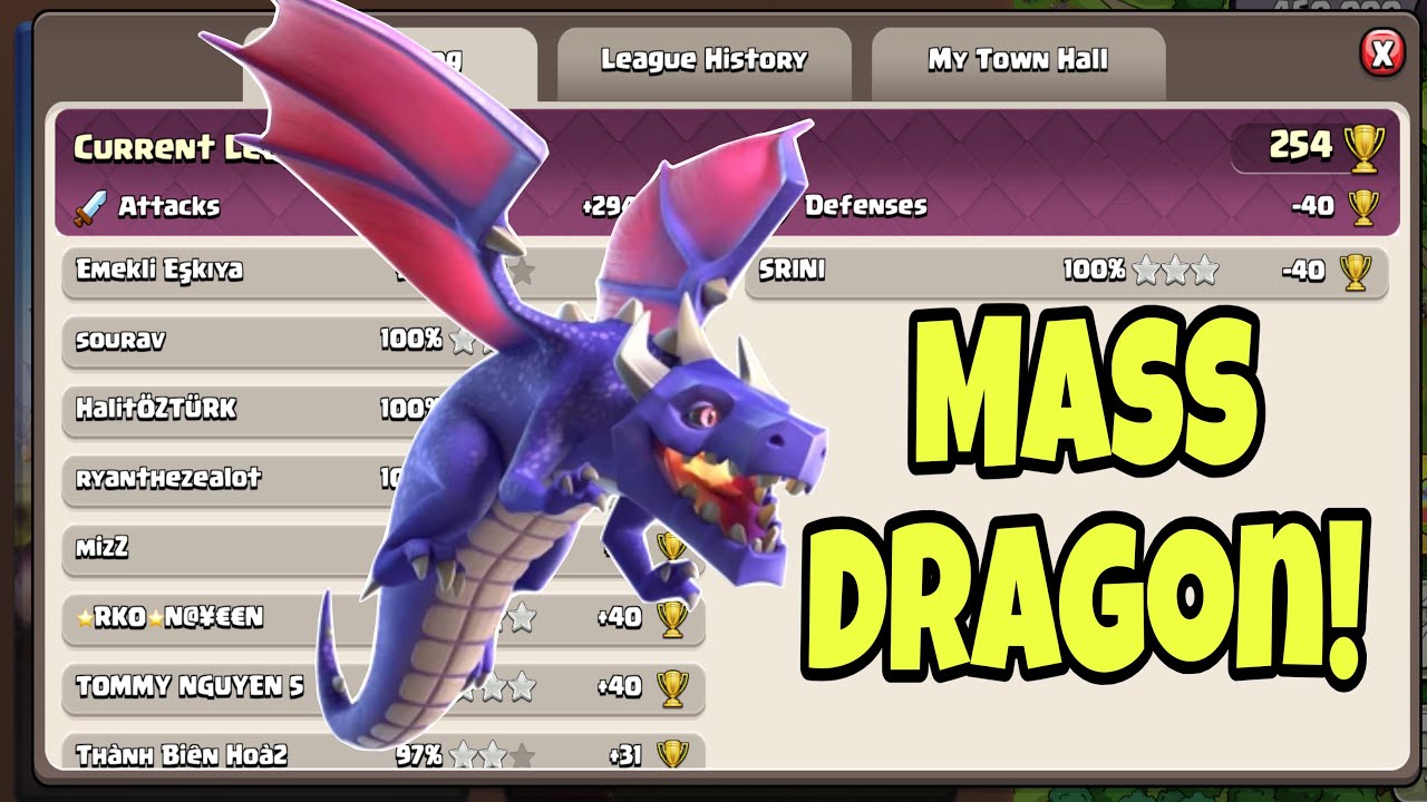 Ranked Mode Th17 Legend league attack! Th17 Mass Dragon! clash of clans