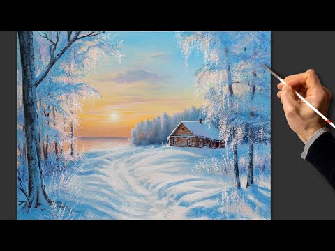 ❄️ Winter Dawn ❄️ Acrylic Landscape Painting / Art & Music ❄️ Picture | Kreativität Kunst Malerei