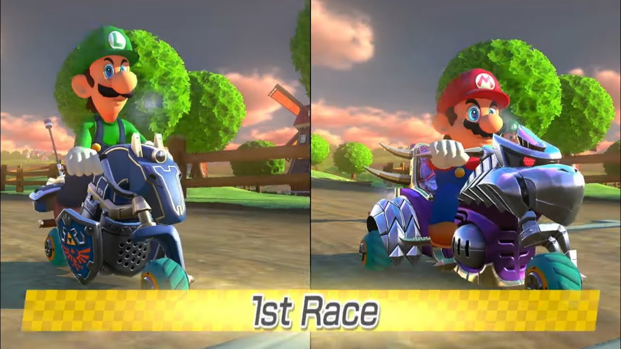 Mario Kart 8 Deluxe | 2 Player (Mario vs Luigi) | vs Race | 4K