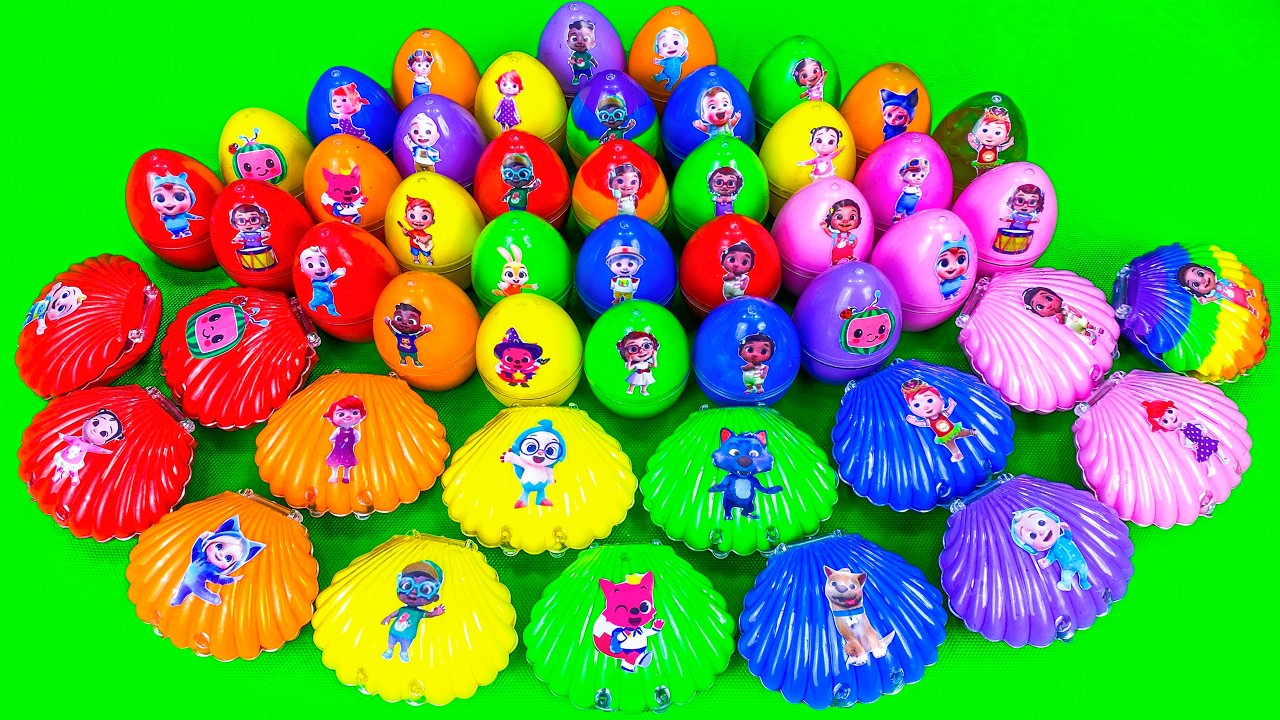 Cocomelon Slime🌈 Finding Surprise Slime Eggs & Seashells Clay with JJ & Pinkfong! Satisfying ASMR