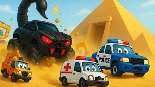 Pyramid Adventure Gone Wrong! 🏜️ Police, Ambulance & Friends vs Scorpion Car! | Wheelcity Cartoon
