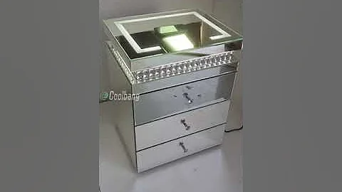 Bedroom Furniture With Audio LED Light USB Wireless Charging Smart Bedside Table Mirrored Nightstand