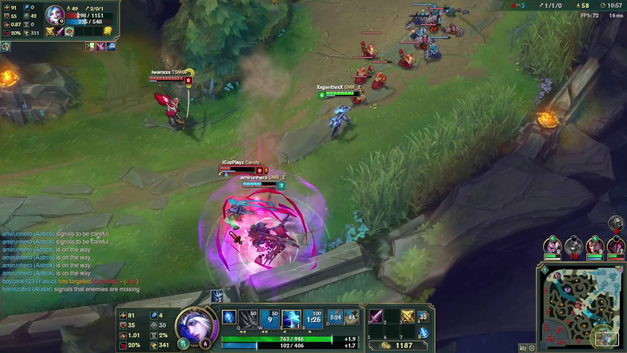 PROJECT:Ashe and Alistar vs Jinx bot gameplay