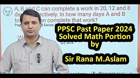 PPSC Past Paper 2024 Solved Math Portion by Sir Rana M.Aslam| Past Paper Solved math for Ppsc , Fpsc