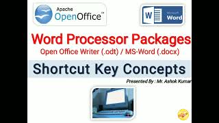 Word Processor Packages New Menu Shortcut Key Concepts Open Office Writer Microsoft Word
