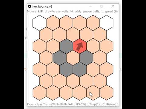 Hexagonal grid ball bounce sim