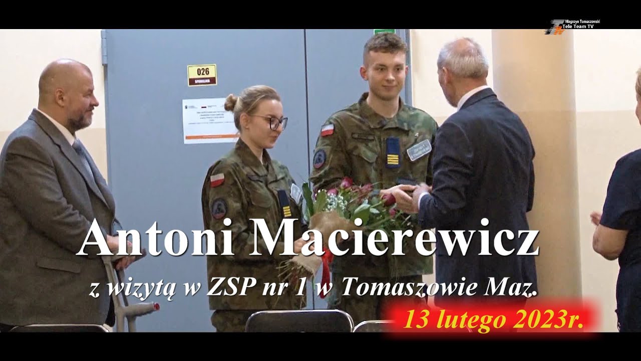 Antoni Macierewicz z wizytą w ZSP nr 1 w Tomaszowie Maz. - YouTube