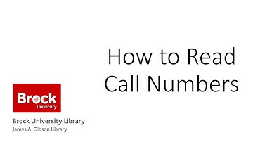How to Read Call Numbers