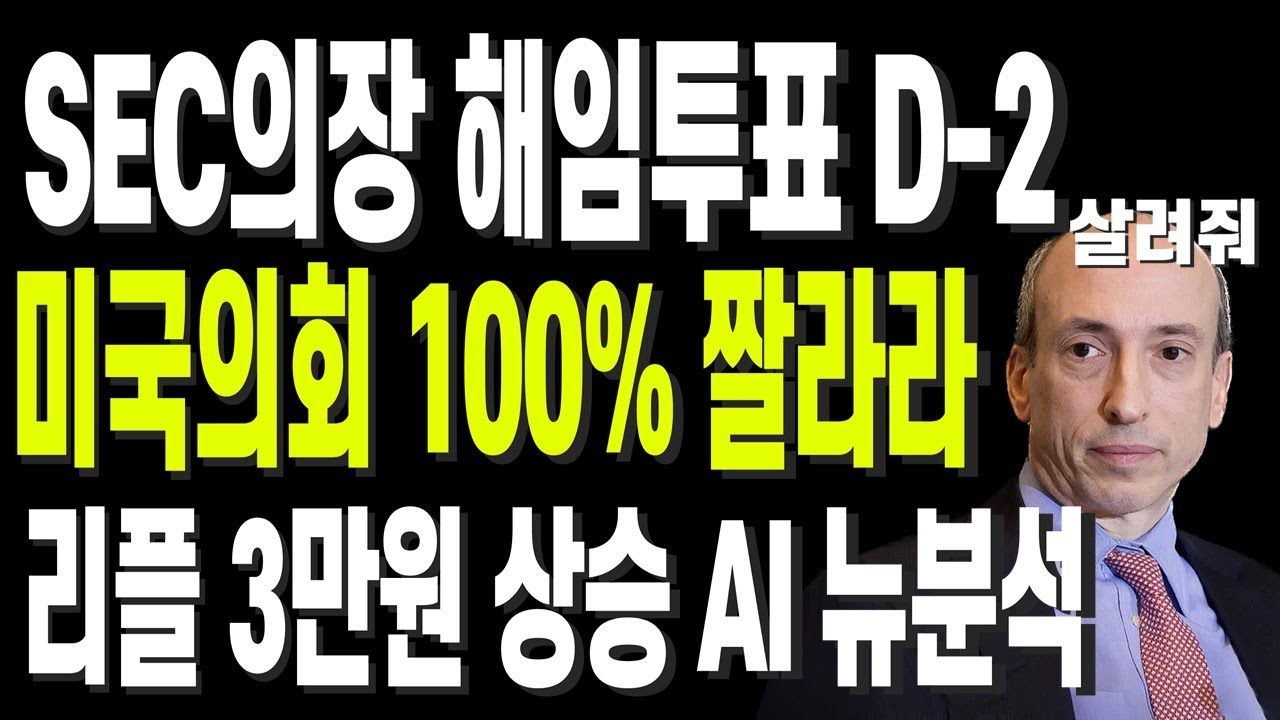 비트코인 리플 도지코인 이더리움 SEC의장 해임투표 D-2 미국의회 100% 짤라라 리플 3만원 상승 AI 뉴분석 - YouTube