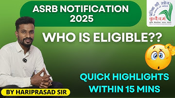 Important details of ASRB Notification 2025| Who is eligible for this exam ? ASRB NET/SMS/STO/ARS