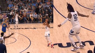 Ja Morant dances mid game after Stephen Curry got crossed by Desmond Bane 😂