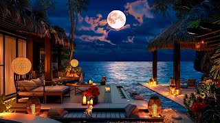 Relaxing Jazz Instrumental Music with Gentle Waves Sounds for Summer Night Relax, Work, Study, Focus