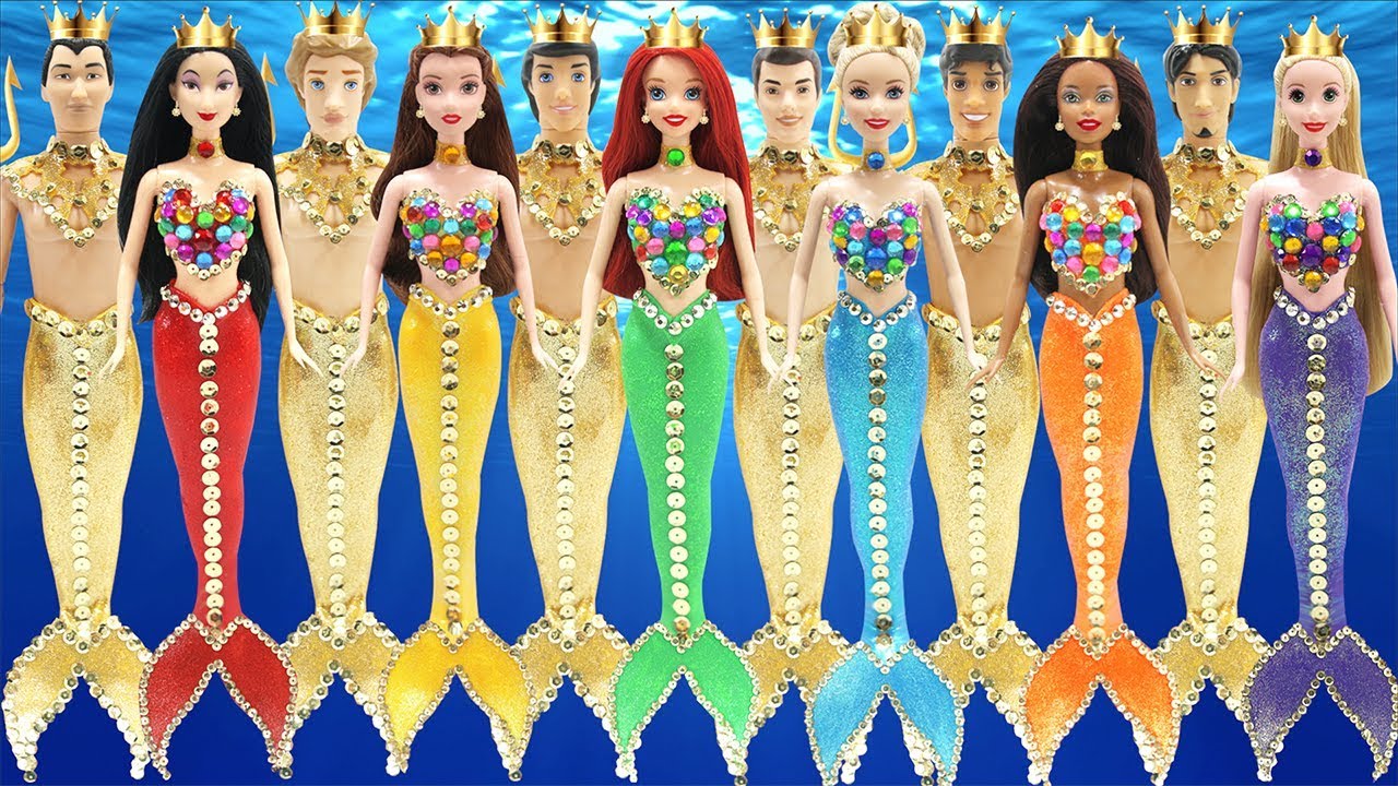 Play Doh Mermaid Disney Princess Couples Cinderella, Ariel, Belle, Tiana, Rapunzel, and Mulan games people play