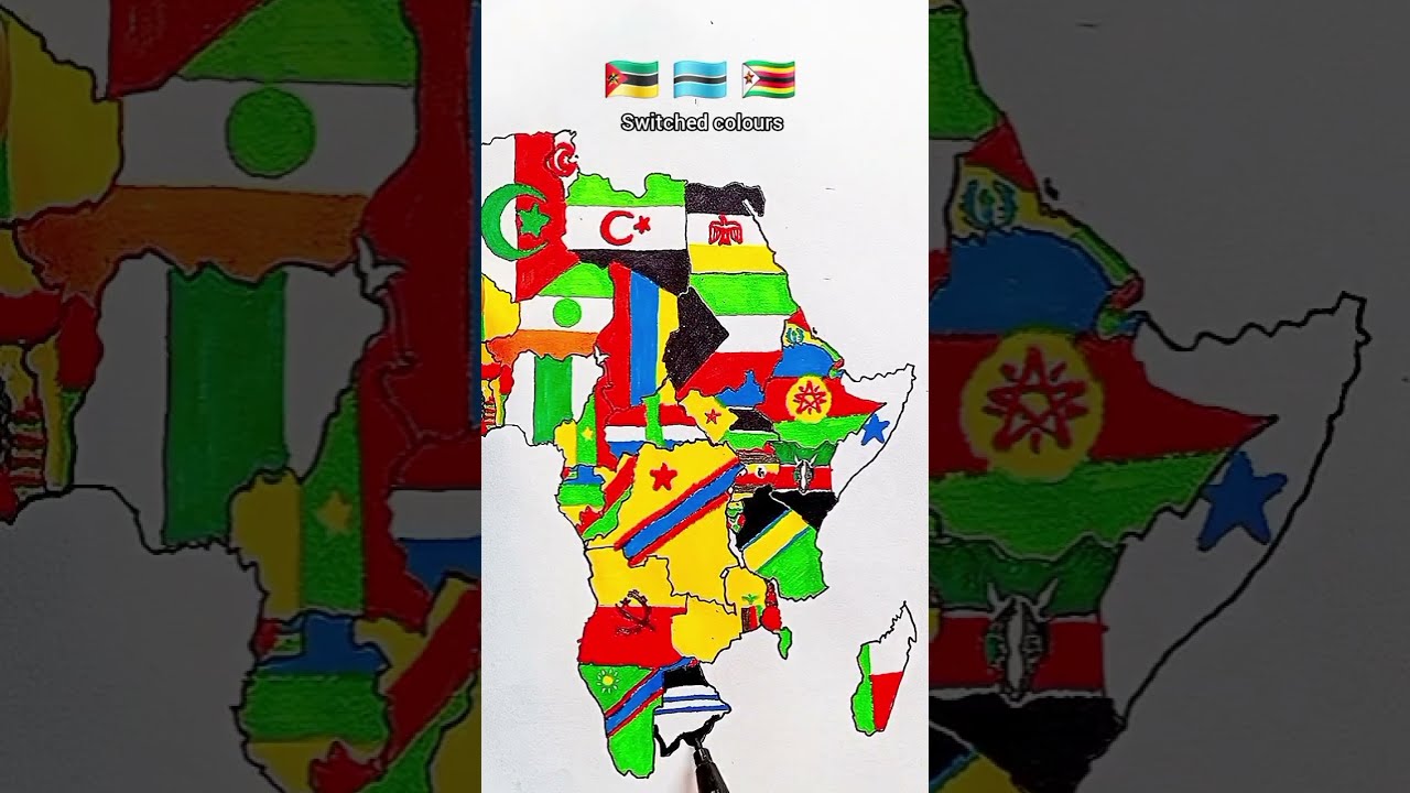 How To Draw Complete Flag Map of Africa (switched colours) 