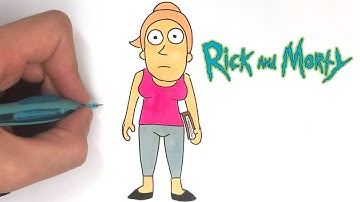 HOW TO DRAW SUMMER FROM RICK AND MORTY STEP BY STEP