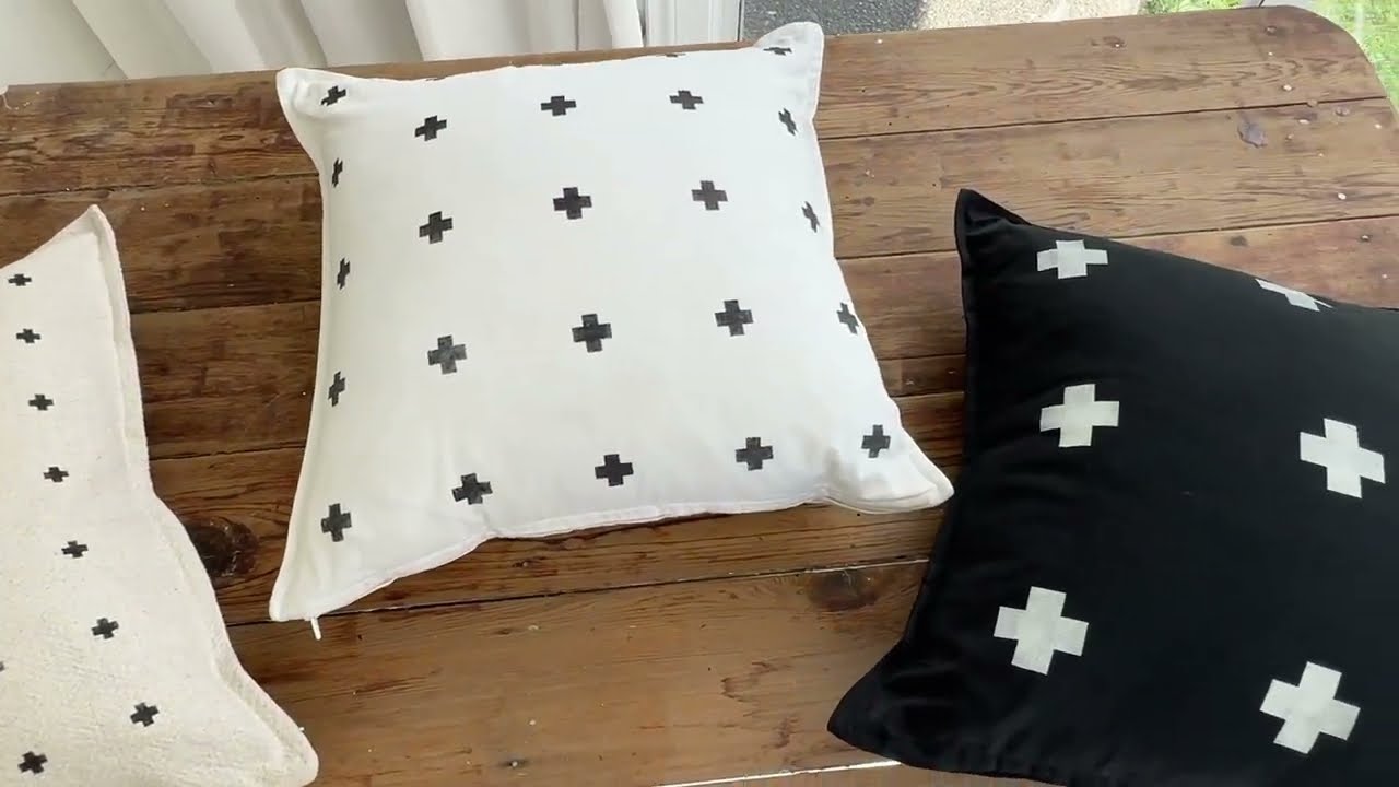 Stencil your own cross patterned pillows!