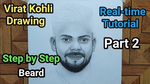 Virat Kohli Drawing Step by Step | Real-time Tutorial for Beginners | Beard | Part 2