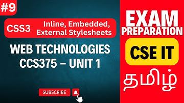 CSS3 Basics: Inline, Embedded, and External Style Sheets Explained | Web Technologies Unit 1 CCS375