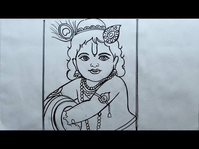 Baal Krishna pencildrawing/lord Krishna pencildrawing - YouTube | Krishna  drawing, Butterfly drawing, Easy mandala drawing