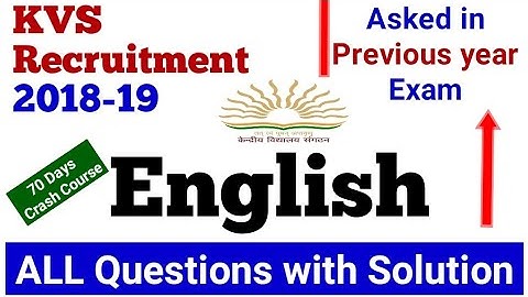 KVS Exam 2023 || Previous year Questions || PGT PRT TGT LIB || English Paper with Solution
