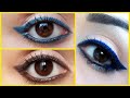 Green Blue and Brown kajal look Tutorial/#ft mamaearth Colour kajals