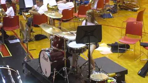 Kira on drumset for "The Incredibles"