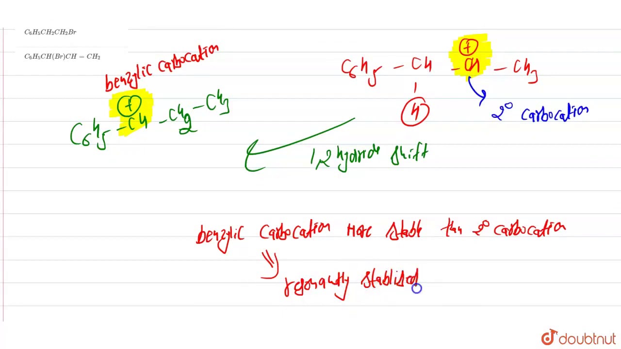 `3`-Phenylpropene on reaction with `HBr` gives (as... - youtube