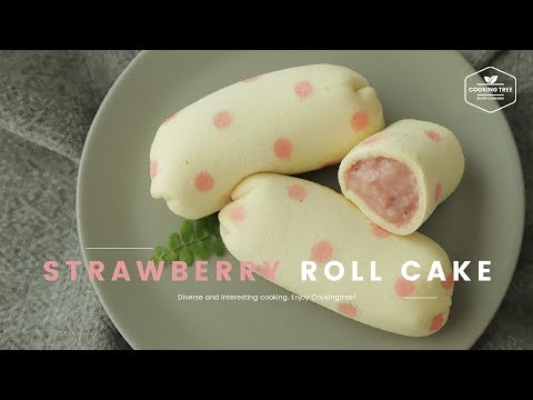 🍌도쿄 바나나 딸기 버전! 딸기빵 만들기🍓 딸기 롤케이크 : Tokyo Banana Strawberry Roll Cake - Cooking tree 쿠킹트리*Cooking ASMR