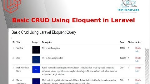 Laravel basic CRUD using Model & Eloquent (ORM)  PART -01