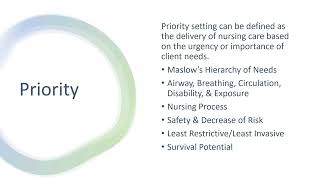 100, 101, 201 Priority Setting Frameworks