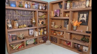 Spooky Miniature Witch or Wizard Haunted Curiosity Shelves Apothecary Case