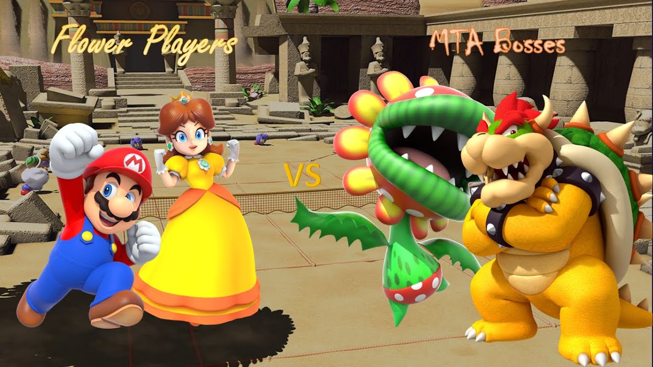 Mario Tennis Aces - Mario and Daisy vs Bowser and Petey Piranha (Flower Players vs MTA Bosses)