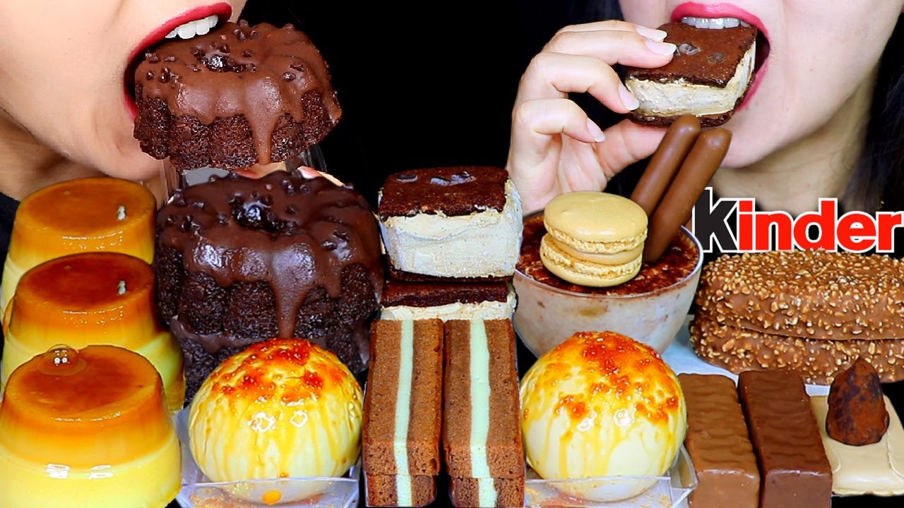ASMR CHOCOLATE CARAMEL CAKE, PUDDING BALLS, TIRAMISU CHEESECAKE, KINDER MAXI KING, CARAMEL FLAN 먹방