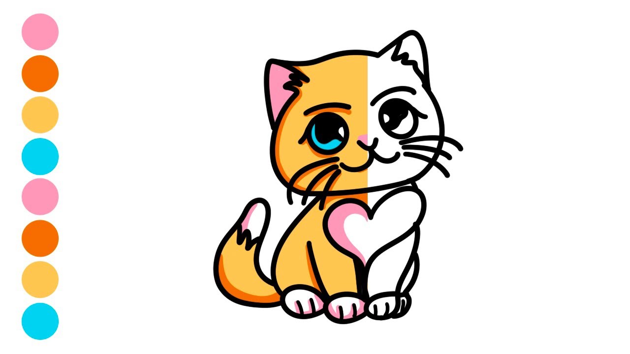 Easy How to Draw a Kitten Tutorial and Kitten Coloring Page