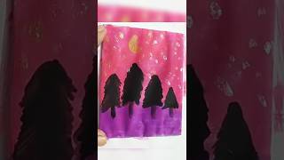 Best scenery painting with moon and trees?✨ shorts youtubeshorts painting