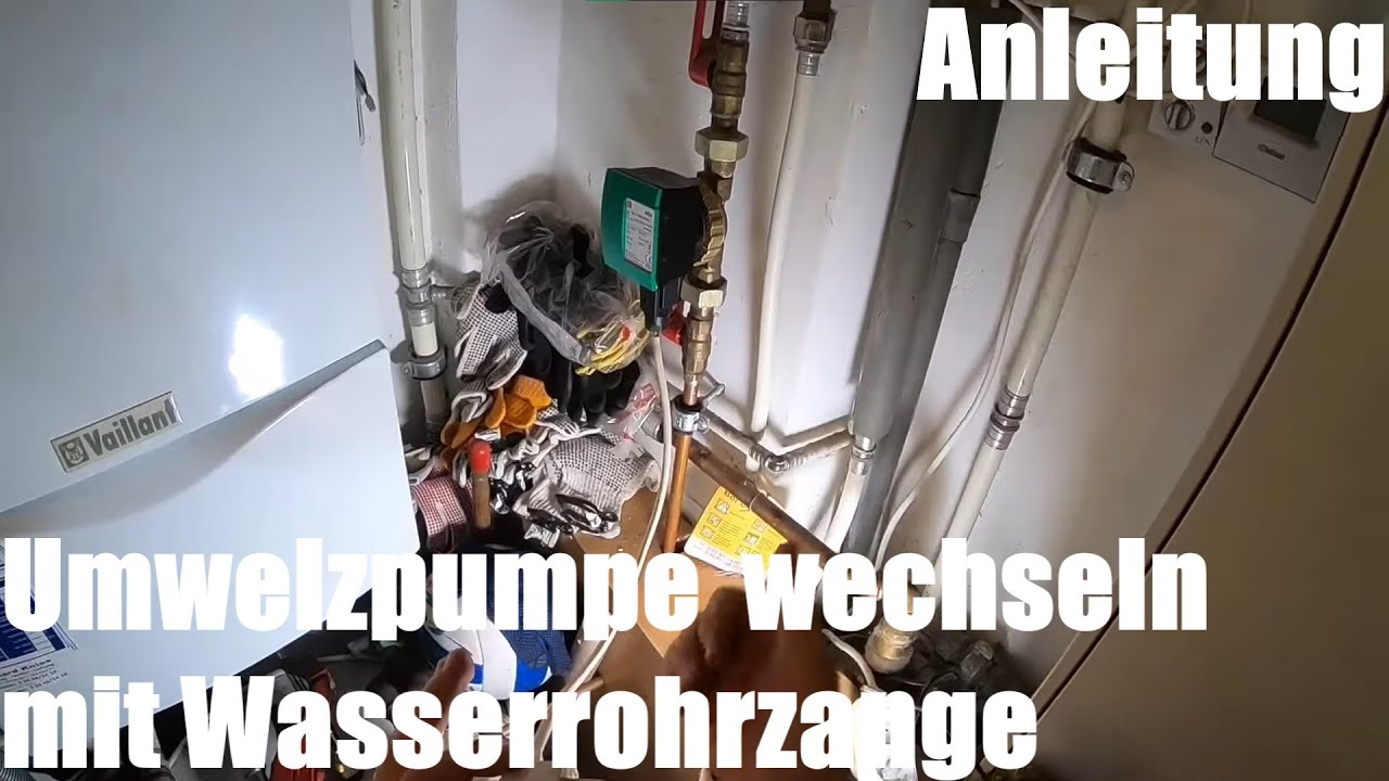 Umwelzpumpe (WILO Zirkulationspumpe) wechseln mit Wasserrohrzange   Engländer (mechanisch ...