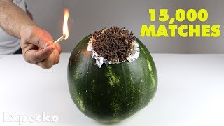 EXPERIMENT: 15,000 Matches vs Watermelon -  Amazing Fire Explosion