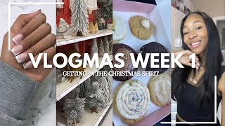 VLOGMAS WEEK 1: crumbl cookies, shopping, holiday drinks, nails +more!  | ft. Karativa