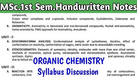 MSc.1st Sem.Organic Chemistry Handwritten Notes | Syllabus Discussion #chemistry #mscnotes