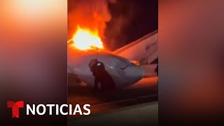 Vea imágenes de angustia durante el rescate en Texas tras estrellarse un jet | Noticias Telemundo screenshot 5