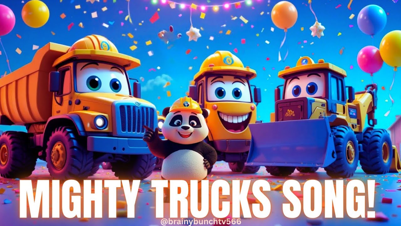 Mighty Trucks Song with Panda Pogo | Learn Construction Vehicles & Their Jobs | Brainy Bunch TV566
